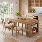 Tribesigns Farmhouse Dining Table with Storage Shelves, 70.8-Inch Large Rectangle Wooden Kitchen Dinner Table for 6 for Kitchen, Dining Room, Living Room
