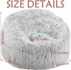 Plush Faux Fur Bean Bag Chairs, Memory Foam Filled Sofa Chair Shape Bean Bag for Adults/Teens/Kids, Ultra-Soft Lazy Sofa for Living Room Bedroom College Dorm, Grey