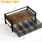 Tea Bag Organizer, Tea Bag Holder with Drawer, Wood and Metal Tea Organizers and Storage Chest for Countertop Kitchen, Office, Rustic Brown