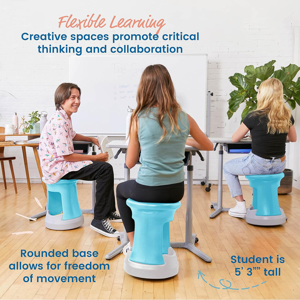 ECR4Kids Active Storage Wobble Stool, 18in Seat Height, Children's Furniture, Cyan/Light Grey