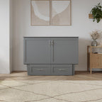 AFI, Monroe Full Murphy Bed Chest with 6" Mattress, Storage Drawer & Built-in USB Charger, Grey