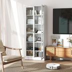 Metal Pantry Cabinet, 72" Tall Kitchen Pantry Cabinet with 2 Doors & 5 Adjustable Shelves, White Free Standing Cabinets for Living Room, Dining Room, Home Office, Basement