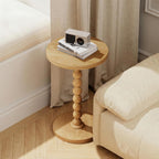Round Side Table, Drink Table for Small Spaces, Modern Accent Nightstand with Rubberwood Leg for Living Room, Bedroom, Corners, and Office (1, Dark Natural)
