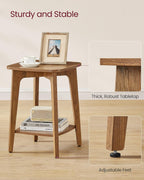 VASAGLE MAEZO Collection - Side Tables, Set of 2, 2-Tier Small Square End Tables, Nightstands with Tapered Legs, Curved Transitions, for Small Spaces, Living Room, Bedroom, Honey Brown ULET238KB01S