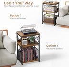 Simple Trending Record Player Stand, Turntable Stand with Vinyl Storage Holds Up to 200 Albums, Record End Table for Living Room, Rustic Brown