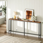 MAHANCRIS 70.9'' Console Table with Power Outlet, Narrow Sofa Table with Charging Station, Skinny Behind Couch Table for Entryway, Hallway, Foyer, Living Room, Rustic Brown CTHR18E01Z1