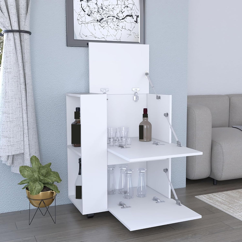 Pantry Cart Two Pull-Down Door Cabinets and Two Open Shelves, Storage Locker for Kitchen Dining Room,for Kitchen Home