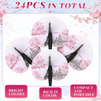 Taiyin 24 Pcs Eiffel Tower Paper Fans Party Supplies Decorative Folding Handheld Fans Favors for Summer Holiday Wedding Birthday Gifts Party Supplies