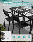 Ciokea Aluminum Patio Dining Chairs Set of 2, Outdoor Stackable Chairs with Wide Seat, All-Weather HDPS Oversized Porch Chair for Backyard, Poolside, Lawn & Garden, Deck | 2-Piece, Black