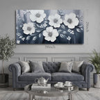 JuhaiArt Flower Wall Art White Wall Decorations Gray Picture Art Large 3D Floral Hand Painted for Bedroom Living Room Office 29" x 59"