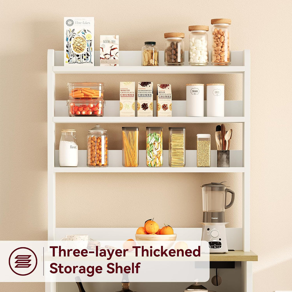 Kitchen Bakers Rack with Storage Cabinet, 5-Tier Microwave Stand with Power Outlets, Coffee Bar Station for Kitchen Dining Living Room