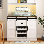 72'' Kitchen Hutch Storage Cabinet Buffet with Drawers, Kitchen Pantry Cabinets with Doors/3 AC Outlets/2 USB Charging Ports, Food Pantry Cabinet with Microwave Shelf for Dining Room (White - 72'')