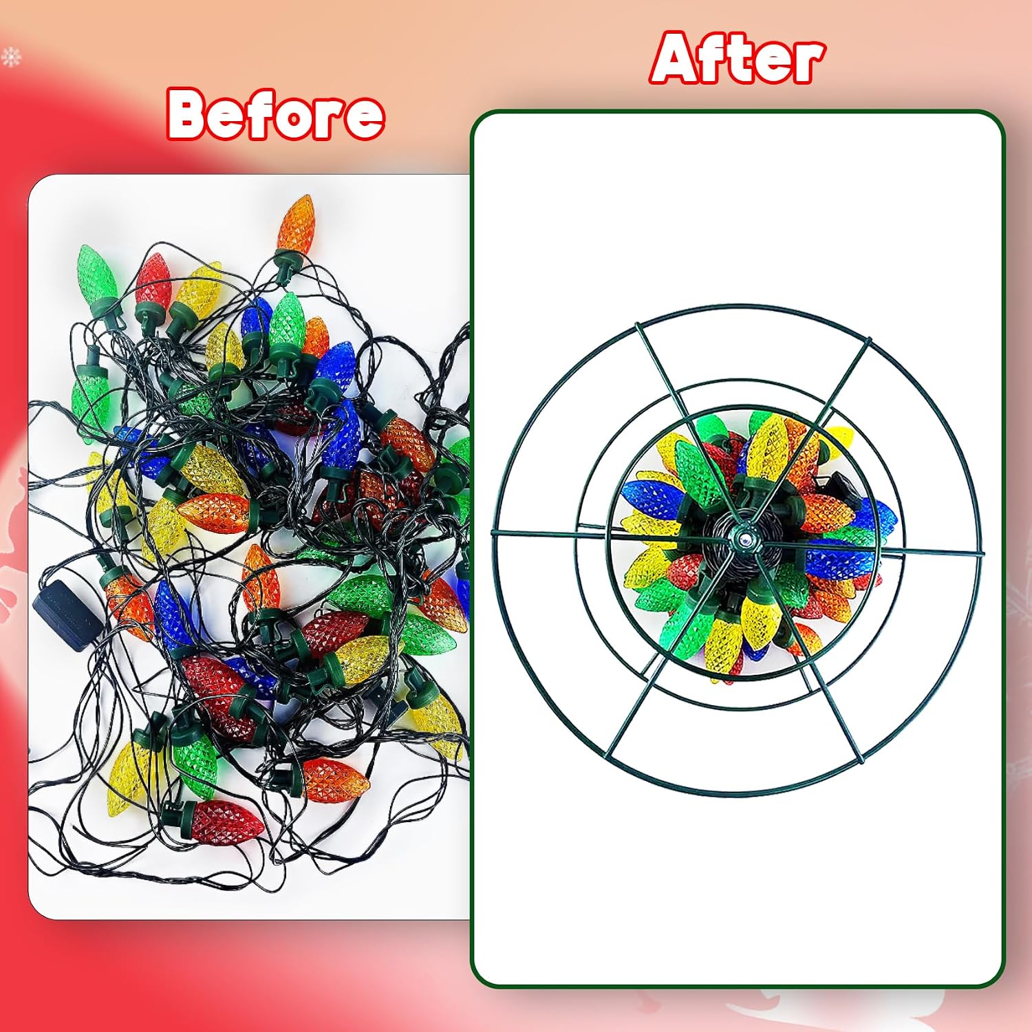 Christmas Light Storage Reels - 3 Metal Spools & Durable Oxford Bag for Holiday Cord Wire Organization