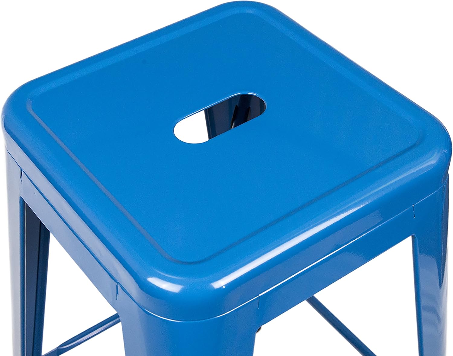 24 Inches Metal Barstool Set of 4 – Counter Height Backless Bar Stool for Kitchen Island, Breakfast, Outdoors, Pub, Restaurant, Home, Patio – Stackable Heavy Duty Modern & Industrial (Blue)