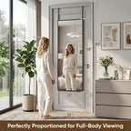 Antok 58"×20" Full Length Door Mirror, Over the Door Mirror with Aluminum Alloy Frame, No Drill Installation, Shatterproof Glass, Wall Mounted Hanging Mirror for Bedroom, Dorm, Bathroom, Black