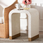 Bali & pari Carlyn Coastal Beige and White Mother of Pearl Capiz Shell End Table