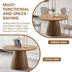 ODC 47" Modern Round Dining Table for 4, Natural Wood Grain Kitchen Table with Slatted Pedestal Base, Mid-Century Round Table for Dining Room, Small Dining Table for Kitchen & Home Office, Table Only