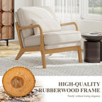 MALOL Mid-Century Accent Chair Set of 2 with Solid Wood Frame, Reading Relaxing Armchair Lumbar Pillow& Soft Cushion, Leisure Chair for Living Room, Bedroom, Waiting Room-Beige