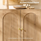 IFBUY Modern Sideboard Buffet Cabinet, 34" Tall Fluted Arched Buffet Cabinet with Storage and Adjustable Shelves, Wooden Modular Coffee Bar Cabinets for Kitchen, Entryway, Natural