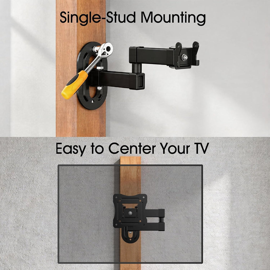 Full Motion TV Wall Mount for Most 12-29 Inch Flat Curved TV&Computer up to 22lbs,Sturdy TV Wall Bracket with Tilt Swivel Extension, Max VESA 100x100mm 17 19 21 23 27 Articulating Monitor Mount