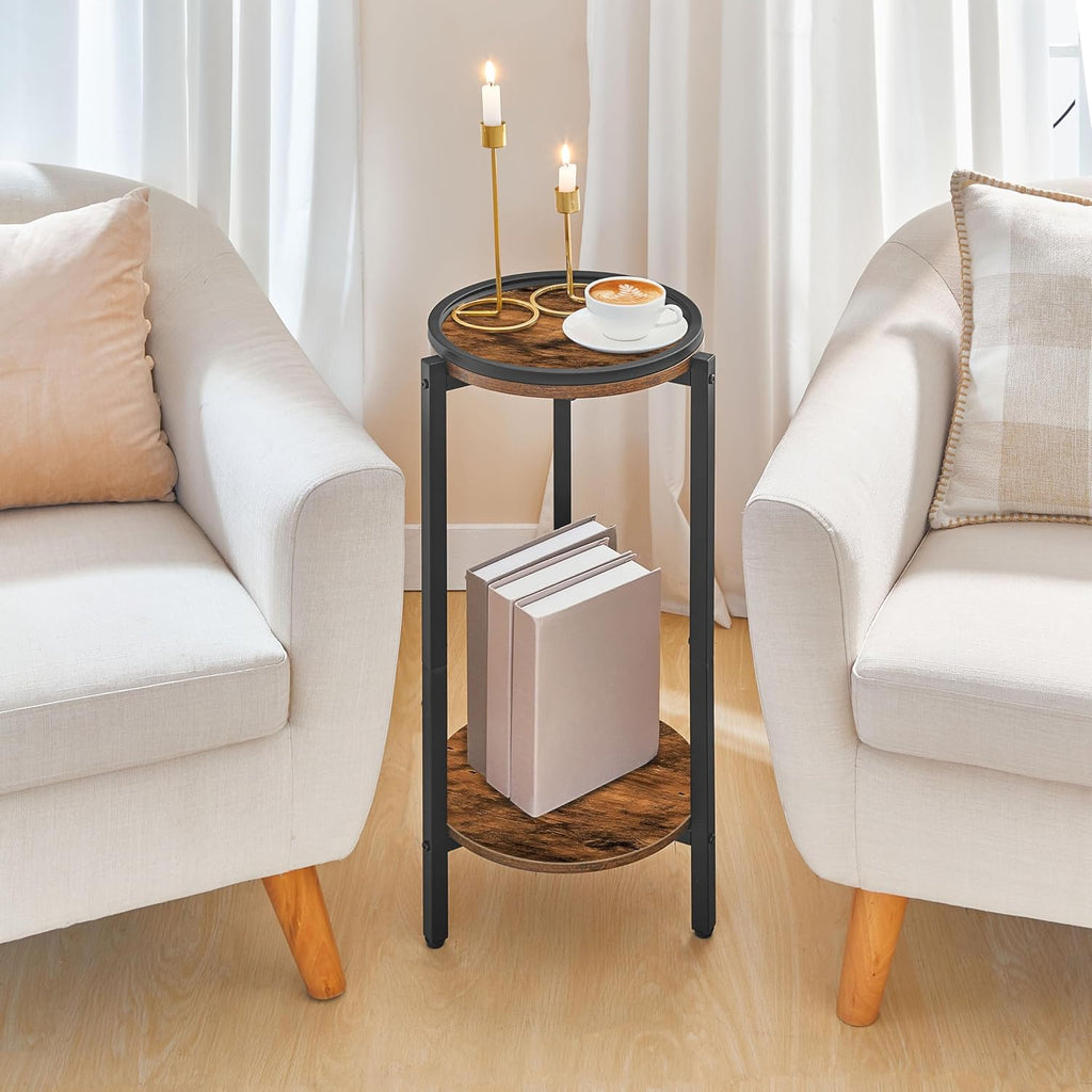 HOOBRO Small Round Side Table, 5 x 7 ft Area Rugs Washable, 28.7" H Tall Coffee Drink Table,Living Room Rugs for Bedroom, Small Circle End Table, Non-Slip Carpets, BF167BZ01-GN03AR01