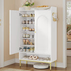 Hzuaneri Shoe Cabinet with Doors, 7-Tier Shoe Storage Cabinet with Adjustable Shelves, Wooden Shoes Organizer Cabinets with Top Storage Layer, 28-32 Pairs, for Entryway, Hallway, White SR68703A