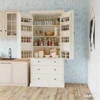 77" Tall Kitchen Pantry Cabinet, Pantry Storage Cabinet with 2 Door 3 Drawers and Adjustable Shelf, Freestanding Rustic Wood Pantry for Kitchen, Dining Room, Cream