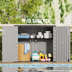 Mrosaa Large Outdoor Storage Box,Resin Sheds&Outdoor Storage Waterproof/Lockable,Outdoor Storage Cabinets for Balcony,Garage,Backyard (37Cu.ft-Pale Grey)