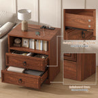 VVFLU Farmhouse Nightstand with Charging Station, 21.7" Wide End Table with 2 Drawers & Open Compartment, Cherry Wood Side Table, Bedside Table for Bedroom, Living Room, Sofa