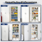 BESFUR Metal Storage Cabinet with 2 Doors and 5 Adjustable Shelves Garage Storage Cabinet with Lock 71" Office Storage Cabinets Locking Cabinets for Garage Office Shop Home (White)