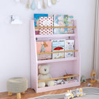 CASIRIS 3-Tier Kids Book Shelf — Compact MDF Kids Book Rack for Reading Corners, Bedrooms, Playrooms, Nurseries, Classrooms, and Homeschool Spaces (Pink)