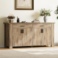 ONBRILL 61 Inch Sideboard Buffet Cabinet with Storage, Buffet Cabinet with 2 Drawers & 4 Doors, Farmhouse Sideboard with Adjustable Shelves, Coffee Bar Cabinets for Living Room, Kitchen, Rustic Brown