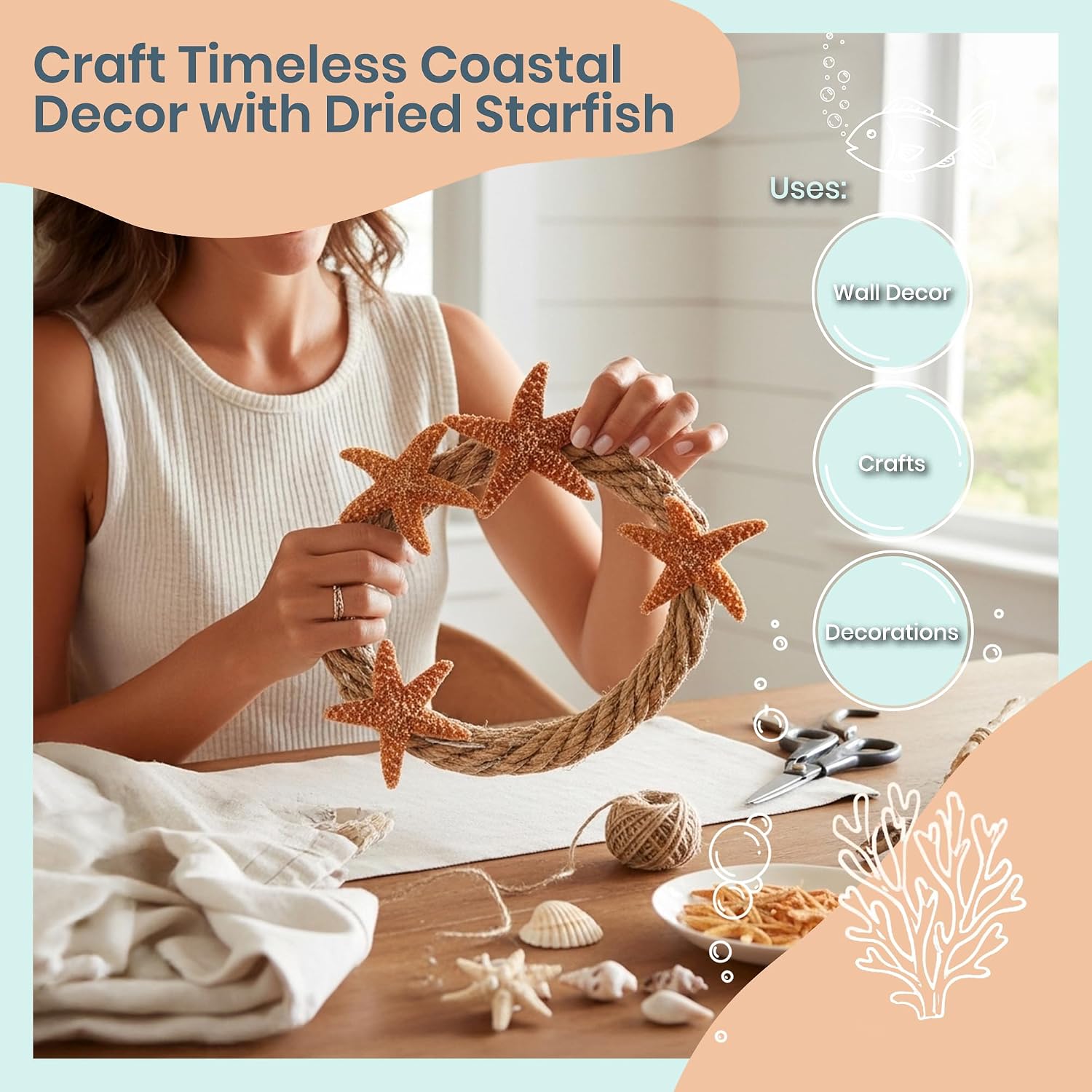 Sugar Starfish | 6 Brown Sugar Starfish 2"-3" | Plus Free Nautical eBook by Joseph Rains