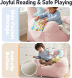 little dove Bean Bag Chairs for Kids, Comfy Bean Bag Chair with 2 Plush Toys, Toddler Chair with Pocket, Stuffed Lazy Sofa with Filler for Boys and Girls, Kids Chairs for Gaming, Reading, Pink