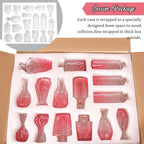 36Pcs Valentine's Day Bud Vases Set Small Vintage Glass Bottles Pink Bud Vases in Bulk Multiple Shape Cute Glass Vases for Rustic Wedding Centerpieces Table Decorations and Home Decor(Pink)