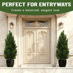 Set of 2 Artificial Topiary Pine Trees 3FT, Dense Faux Cedar Plants with Heavy Weighted Base, UV Resistant Outdoor Fake Trees for Front Door, Porch, Entryway & Indoor Home Decor