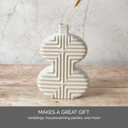 Mikasa Geometric Curve Stoneware Ceramic Vase, 7.72x2.72x10.83 Inch