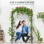 Metal Garden Arbor Bench with Trellis for Outdoor Seating