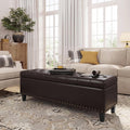 FiveWillowise Storage Ottoman Bench,51-Inch Large Storage Bench for Bedroom End of Bed, 30 Gallons Faux Leather Ottoman with Storage for Bedroom, Living Room, Entryway, Chocolate