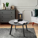 Meluvici Outdoor Side Table, Outdoor/Indoor Metal Steel Patio Coffee Table, Round Weather Resistant Anti-Rust (Black)