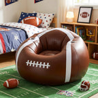 34" Inflatable Football Bean Bag Chair for Kids & Teens with Cup Holders Boys Room Decor PVC Blow up Bean Bag Chair Inflatable Gaming Couch for Boys Video Game Bedroom Camping Night Party