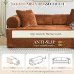 Antetek Modular Couch Bed, Convertible Folding Plush Corduroy Comfy Floor Compression Loveseat Sleeper Sofa Couch, King Size Bed for Guest Room Living Room Bedroom, No Assembly Required, Orange