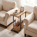 Giantex C-Shaped End Table, Set of 2 Small Sofa Couch Side Table that Slide Under with Metal Frame & Spacious Tabletop, Bedside Laptop TV Tray for Living Room Bedroom Small Spaces (Natural)