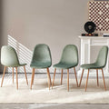 Howtek Dining Chairs Set of 4, Mid Century Modern Green Velvet Upholstered Fabric Kitchen Chairs with Backrest & Metal Legs for Living Room, Dining Room, Vanity - Green