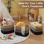 OIASKET Storage Basket for Organizing, Woven Baskets for Storage, Rectangle Decorative Baskets for Shleves, Closet, Toys, Books, Nursery Organizer Bins - Pack of 3 (Black & Brown, 15.75"x11.8"x9.85")