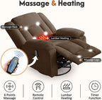 Korser Rocker Recliner Chair for Adults, 360° Swivel Rocker Recliner with Massage and Heating, Nursery Rocking Chairs with Side Pockets, Manual Reclining Chair for Living Room