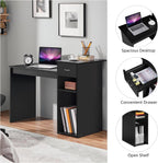 Yaheetech Home Office Modern Desk and Chair Set Computer Desk w/Drawer & Shelves with Ergonomic Mesh Height Adjustable Office Chair