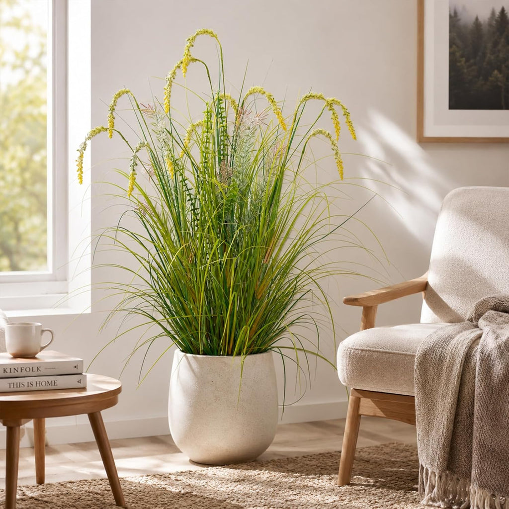 3FT Artificial Reed Grass Artificial Tall Grass Plants Outdoor Indoor ,Fake Plants & Flowers in Pot-Housewarming gifts For Living Room Office Bedroom Decor