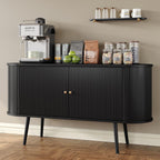 Furniouse 54.4''W Buffet Cabinet with Storage Fluted Sideboard Cabinet with Doors & 4 Shelf Storage for Living Room, Hallway, Kitchen, Black