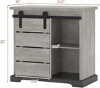 NSdirect Sideboard Coffee Bar Cabinet,Modern Farmhouse Buffet Station Sliding Barn Door Storage Credenza Console with Slat and Shelf Entryway Storage Cabinet Kitchen Dining Living Room, White